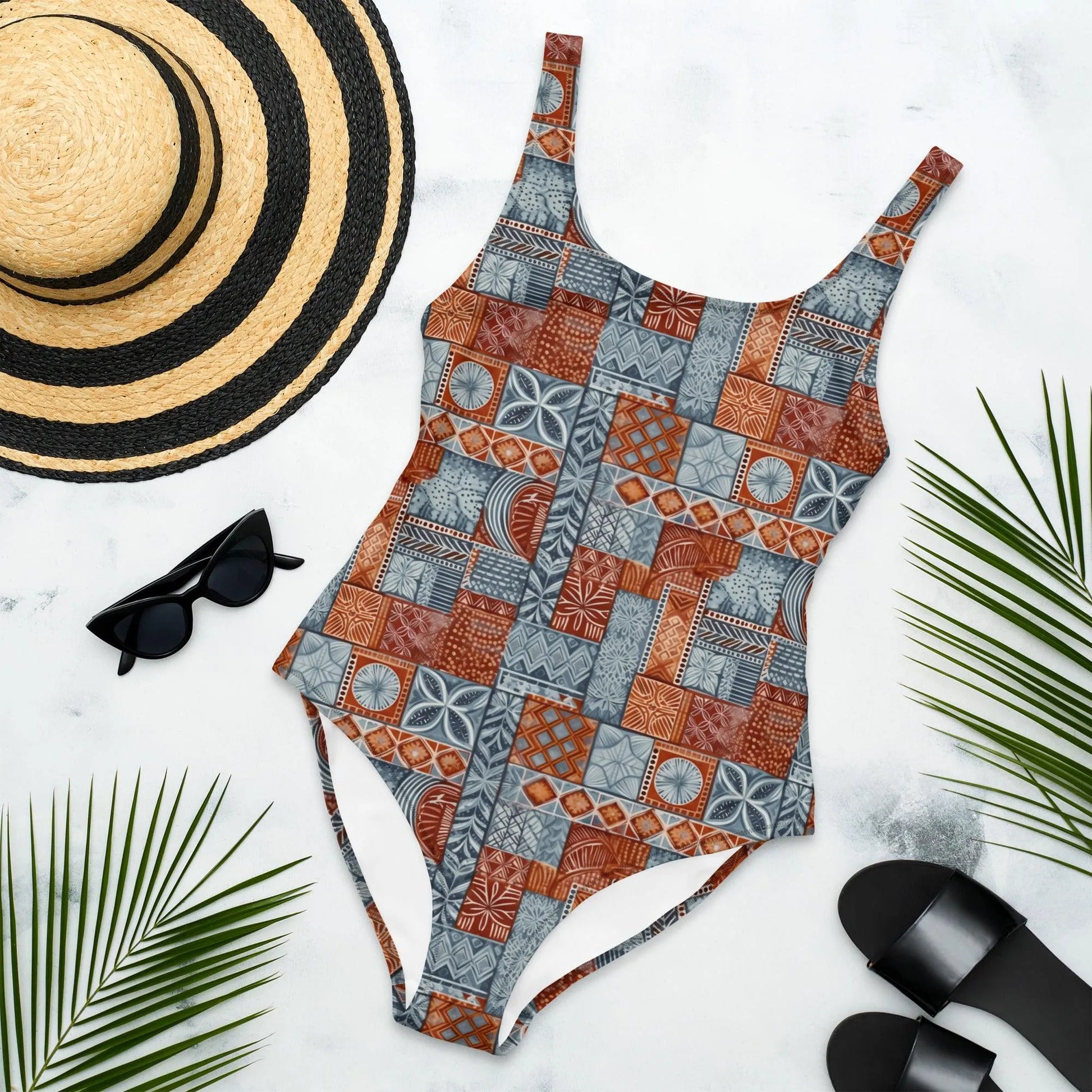 Pacific Islands Tapa Cloth One-Piece Swimsuit - The Global Wanderer