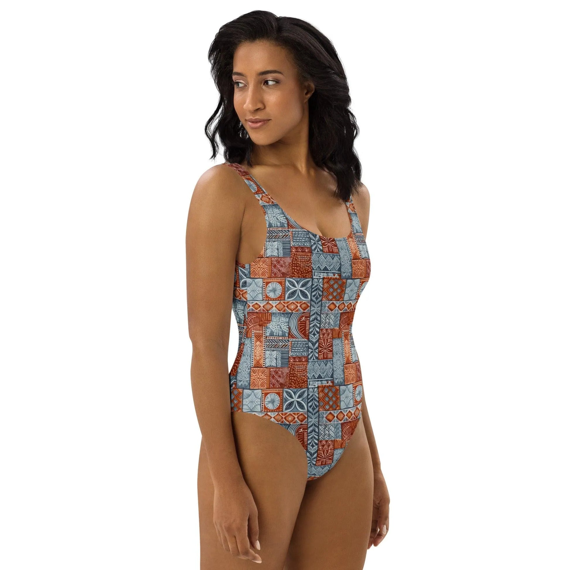 Pacific Islands Tapa Cloth One-Piece Swimsuit - The Global Wanderer