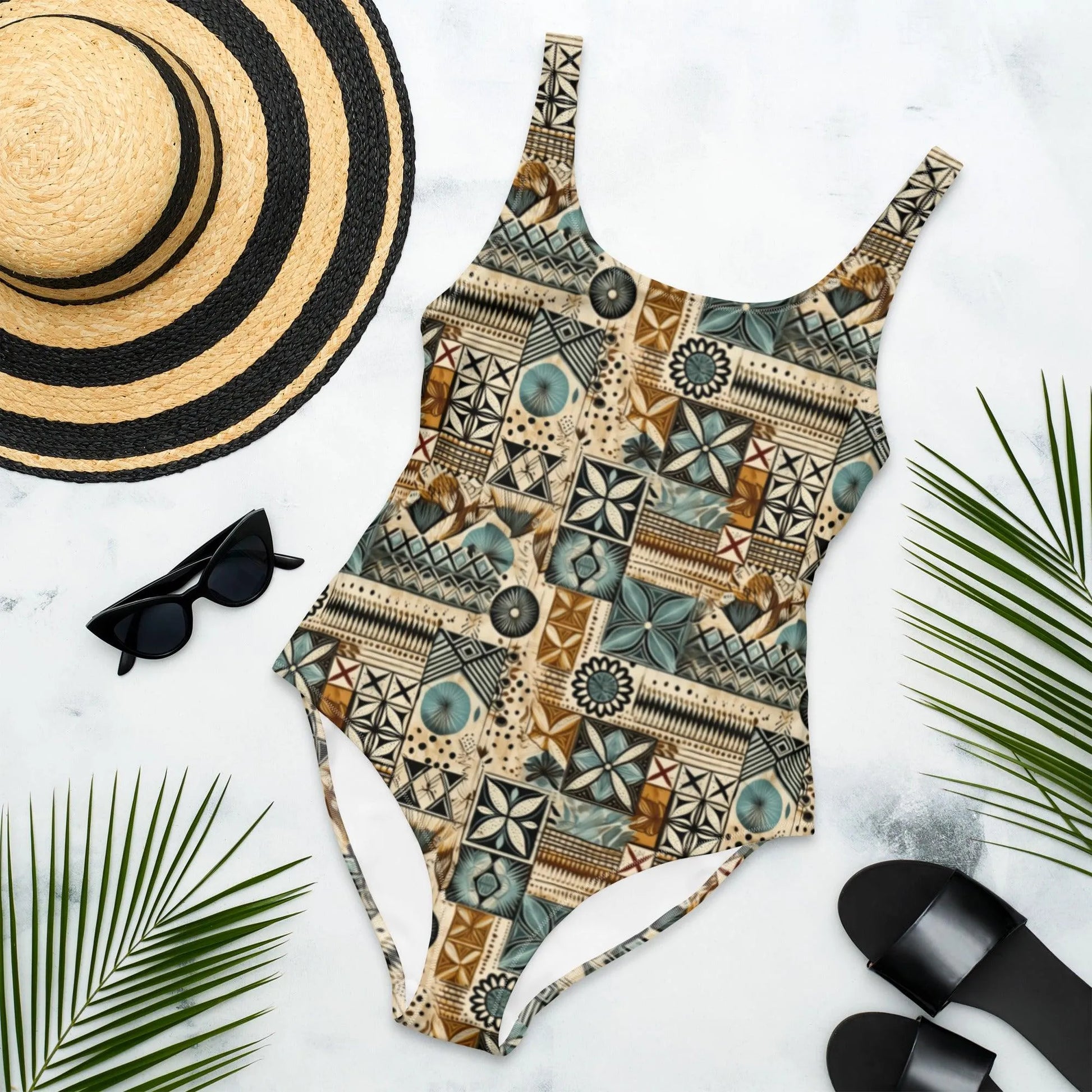 Pacific Islands Tapa Cloth One-Piece Swimsuit - The Global Wanderer