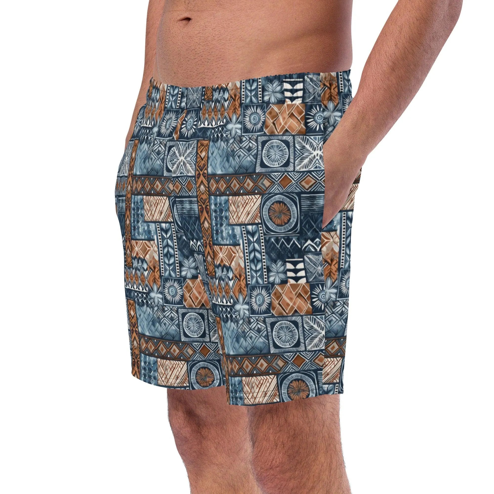 Pacific Islands Tapa Cloth Recycled Men's Swim Trunks - The Global Wanderer