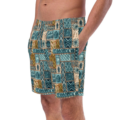 Pacific Islands Tapa Cloth Recycled Men's Swim Trunks - The Global Wanderer