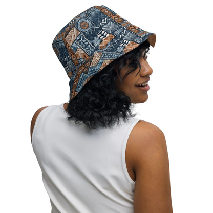 Pacific Islands Tapa Cloth Reversible Bucket Hat - The Global Wanderer