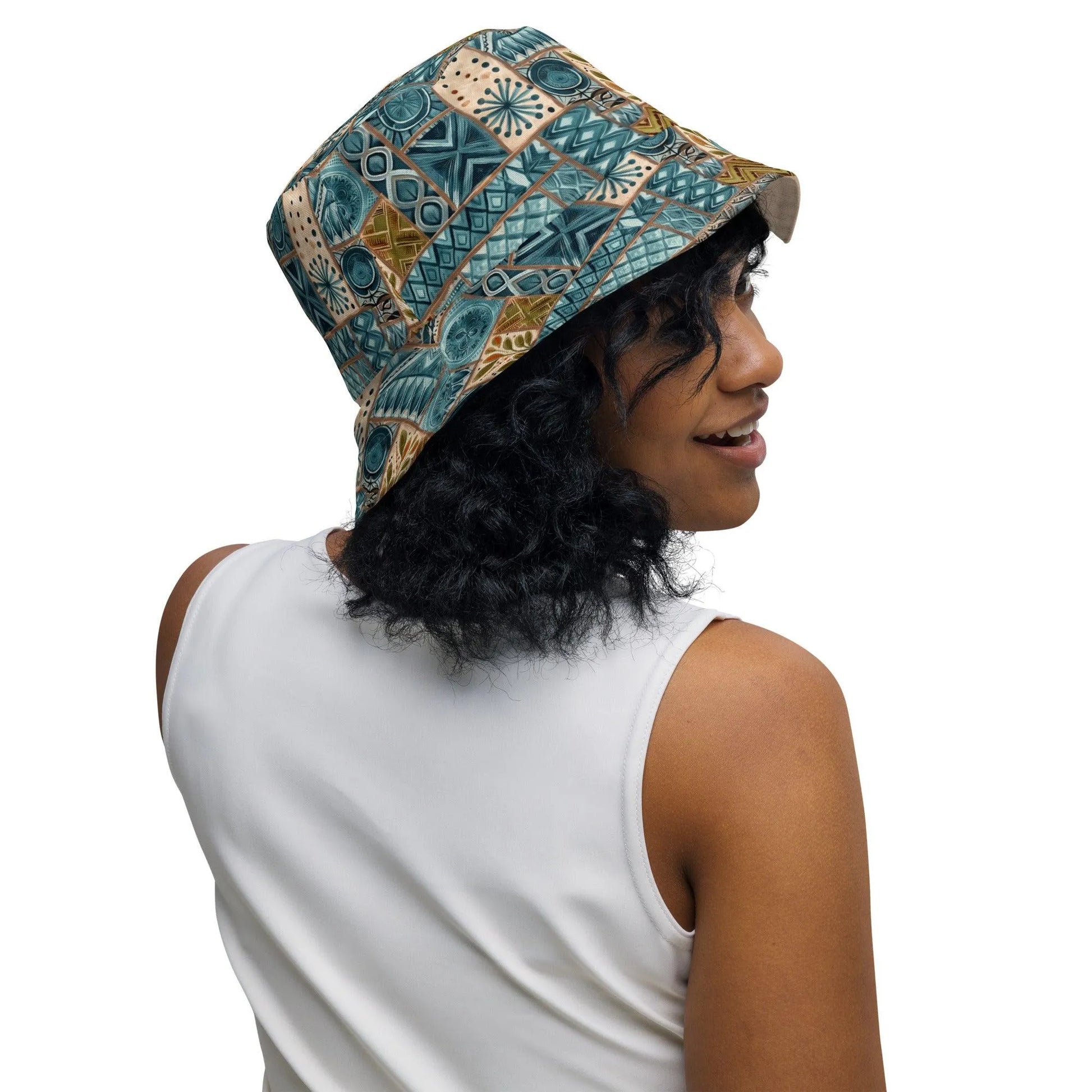 Pacific Islands Tapa Cloth Reversible Bucket Hat - The Global Wanderer