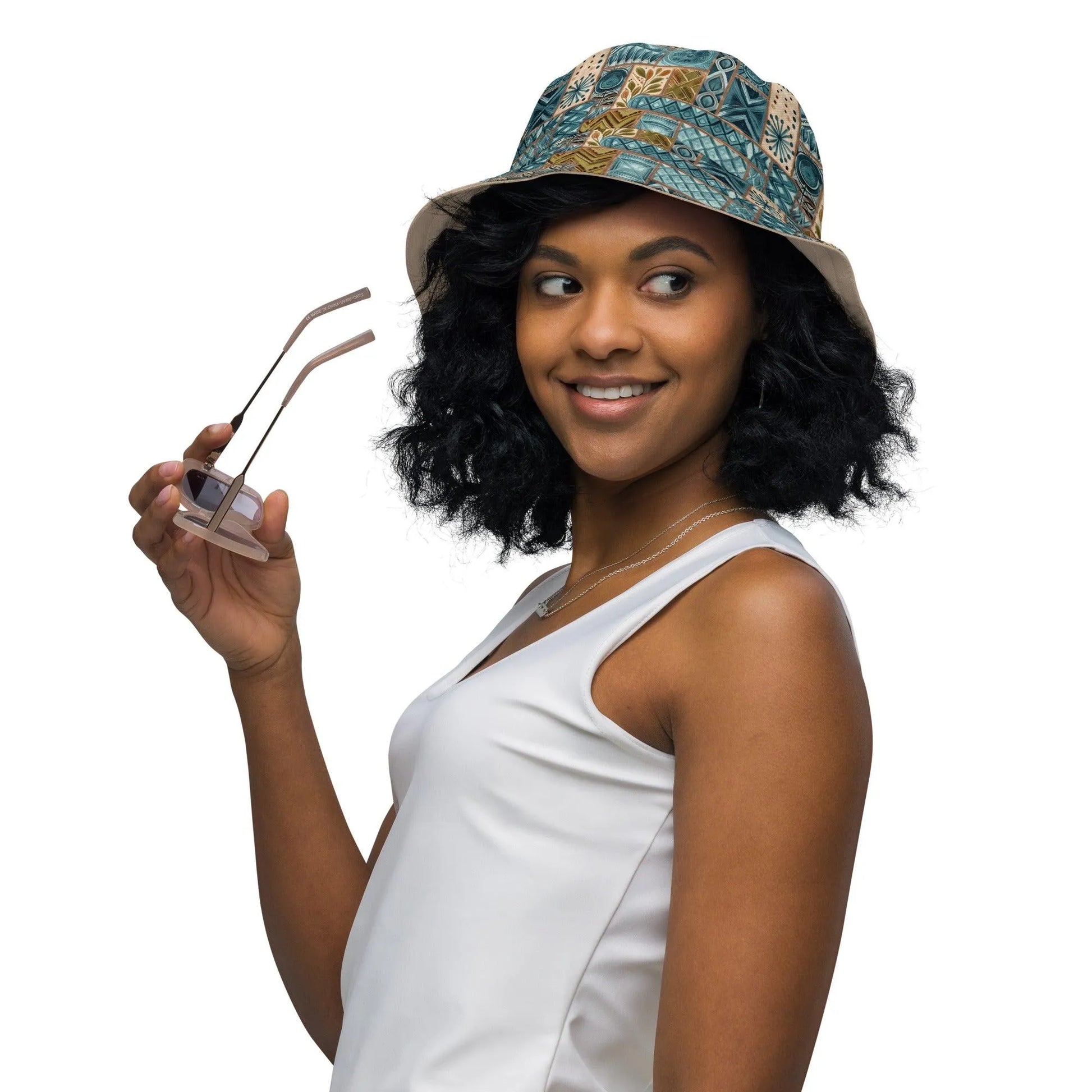 Pacific Islands Tapa Cloth Reversible Bucket Hat - The Global Wanderer