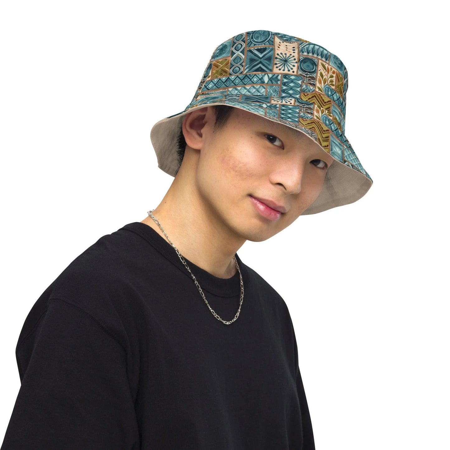 Pacific Islands Tapa Cloth Reversible Bucket Hat - The Global Wanderer