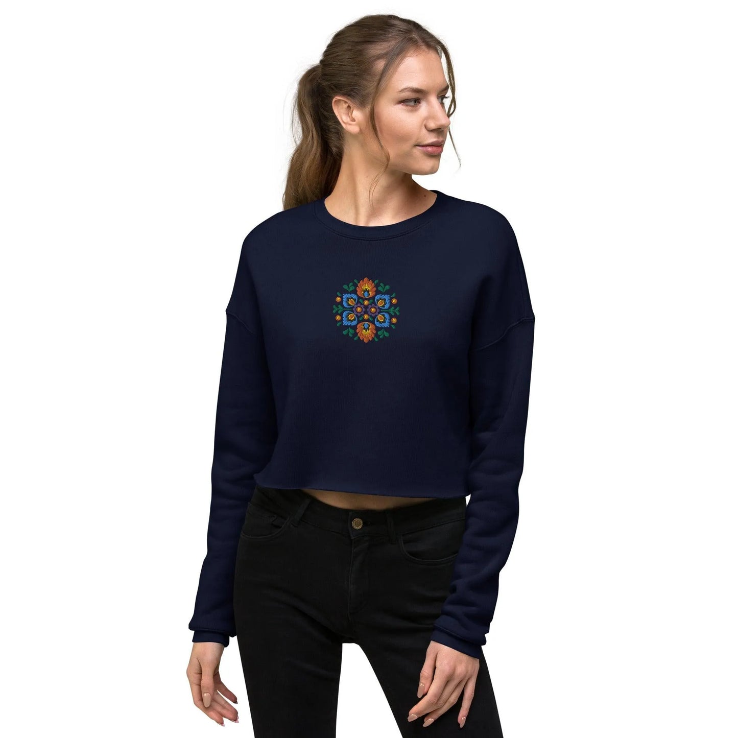 Polish Wycinanki Cropped Sweatshirt - Embroidered - The Global Wanderer