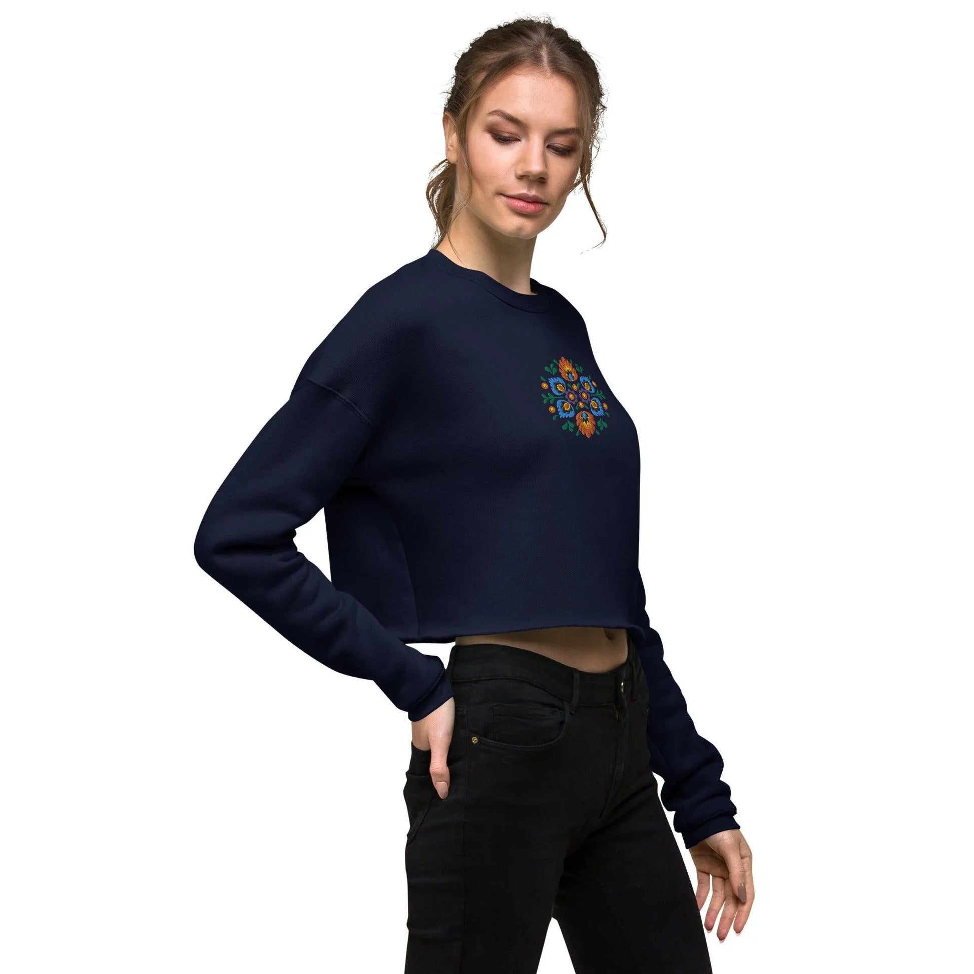 Polish Wycinanki Cropped Sweatshirt - Embroidered - The Global Wanderer