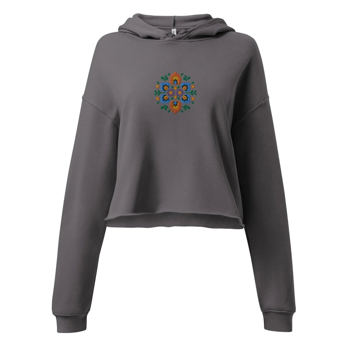 Polish Wycinanki Embroidered Cropped Hoodie - The Global Wanderer