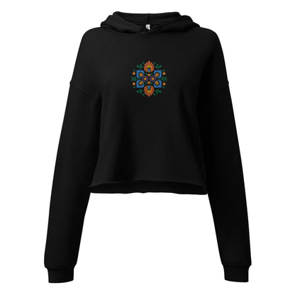 Polish Wycinanki Embroidered Cropped Hoodie - The Global Wanderer