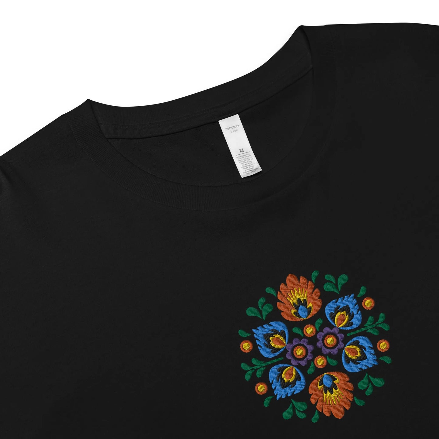 Polish Wycinanki Embroidered Cropped T-Shirt - The Global Wanderer