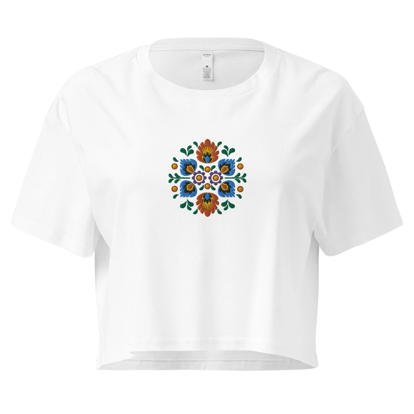 Polish Wycinanki Embroidered Cropped T-Shirt - The Global Wanderer