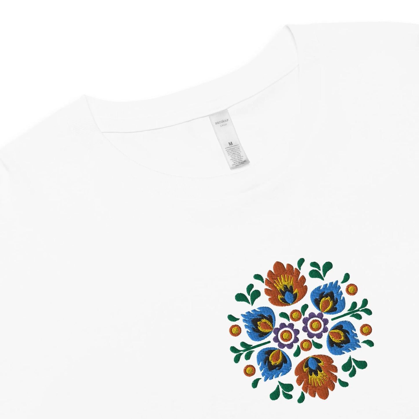 Polish Wycinanki Embroidered Cropped T-Shirt - The Global Wanderer