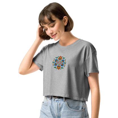 Polish Wycinanki Embroidered Cropped T-Shirt - The Global Wanderer