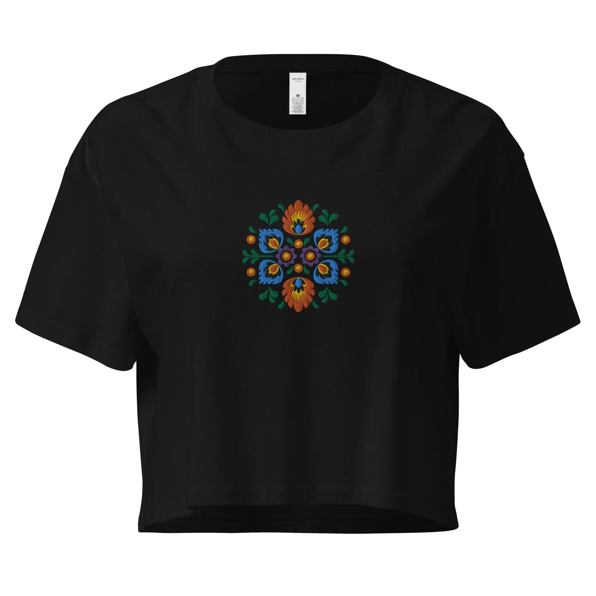 Polish Wycinanki Embroidered Cropped T-Shirt - The Global Wanderer