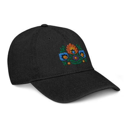 Polish Wycinanki Embroidered Denim Dad Hat - The Global Wanderer