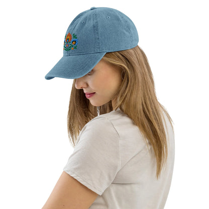 Polish Wycinanki Embroidered Denim Dad Hat - The Global Wanderer