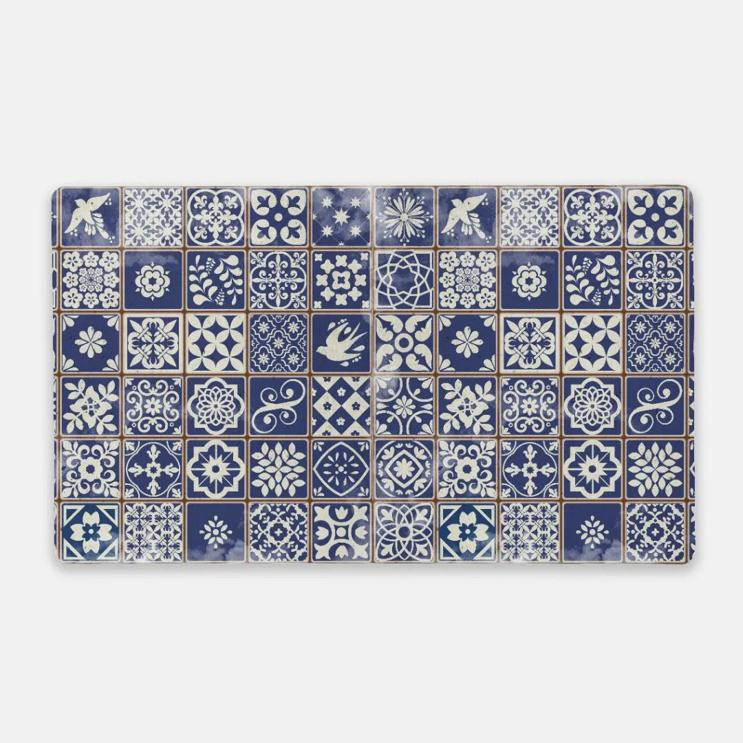 Portuguese Blue Azulejo Tile Desk Mat - The Global Wanderer