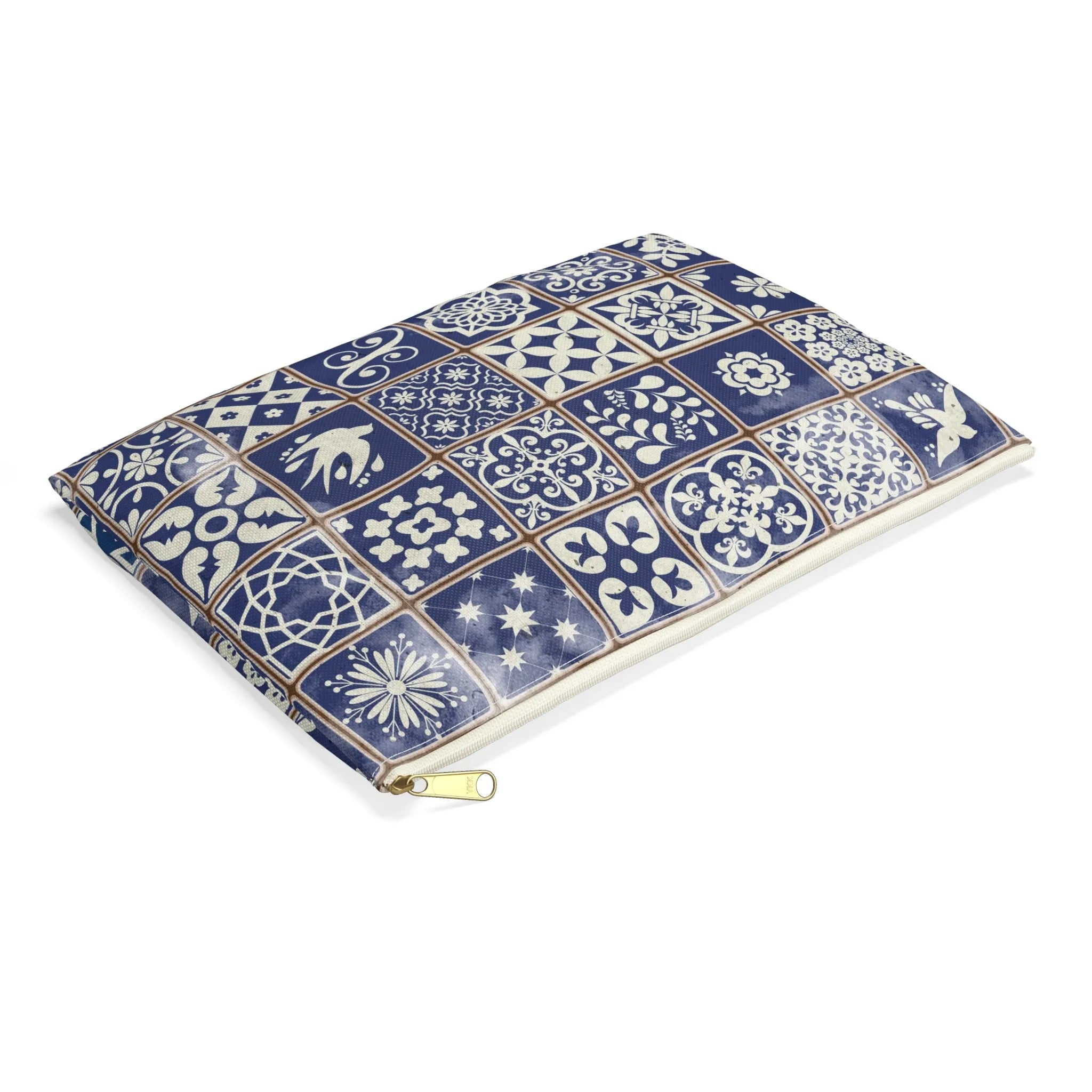 Portuguese Blue Azulejo Tile Flat Pouch - The Global Wanderer