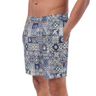 Portuguese Azulejo Tile Recycled Men's Swim Trunks - The Global Wanderer
