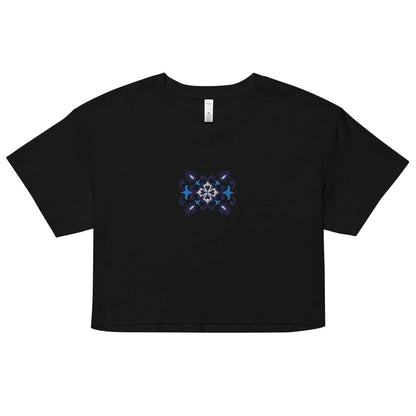 Portuguese Azulejo Tile Embroidered Cropped T-Shirt - The Global Wanderer