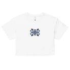 Portuguese Azulejo Tile Embroidered Cropped T-Shirt - The Global Wanderer