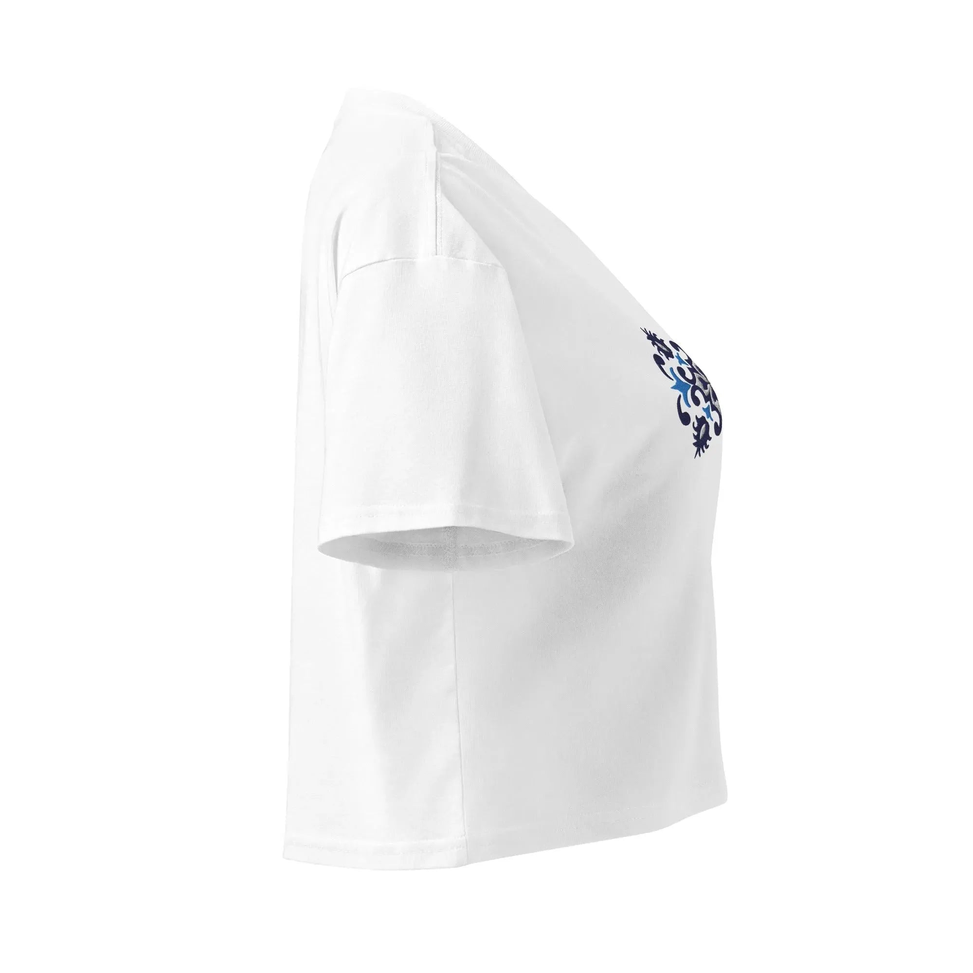 Portuguese Azulejo Tile Embroidered Cropped T-Shirt - The Global Wanderer