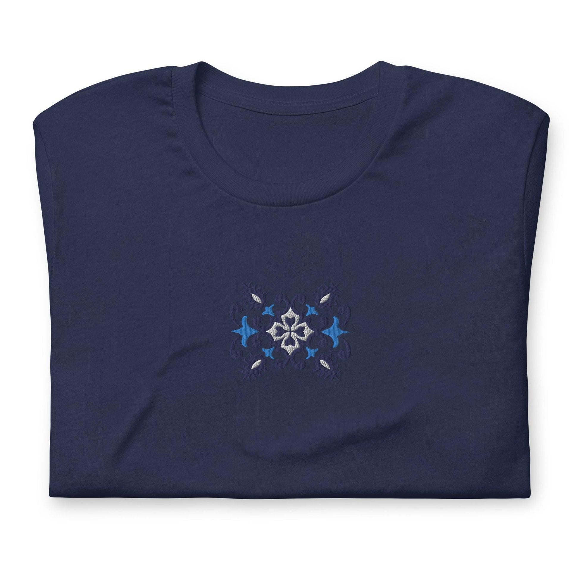 Portuguese Azulejo Tile Embroidered T-shirt - The Global Wanderer