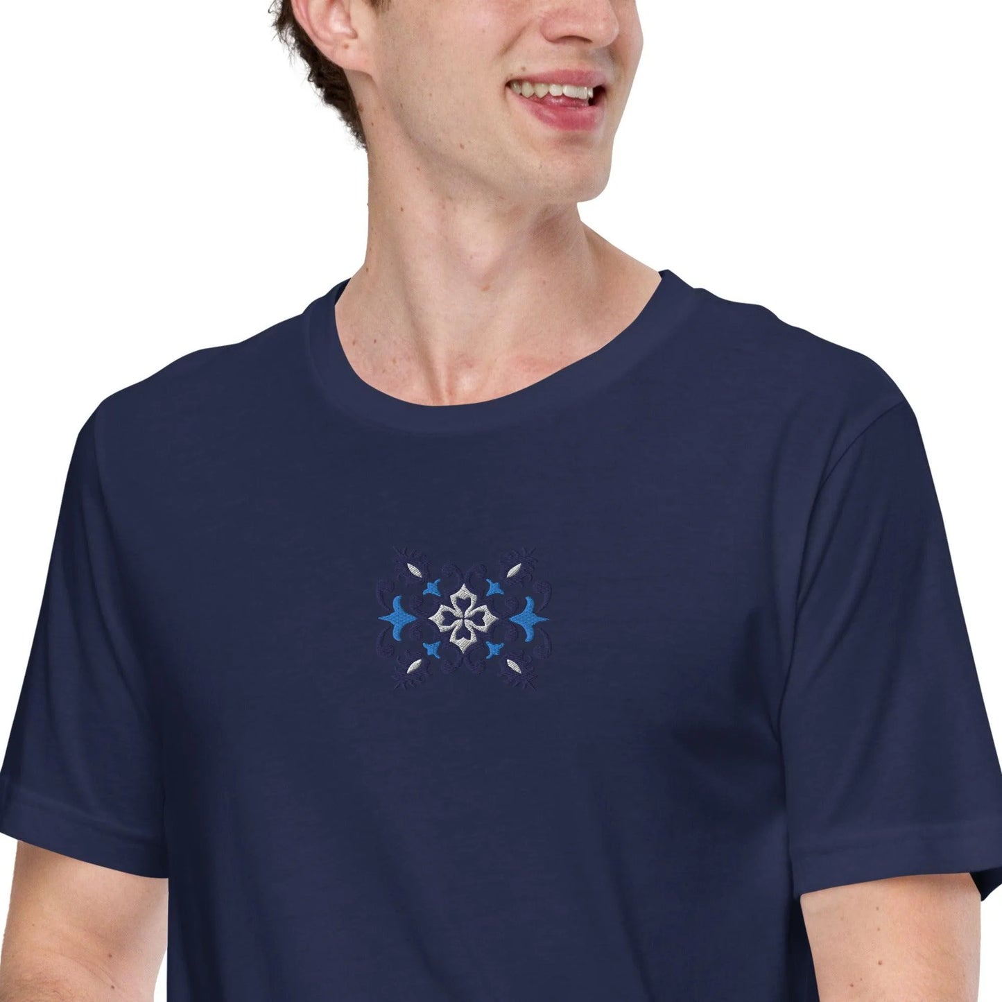 Portuguese Azulejo Tile Embroidered T-shirt - The Global Wanderer