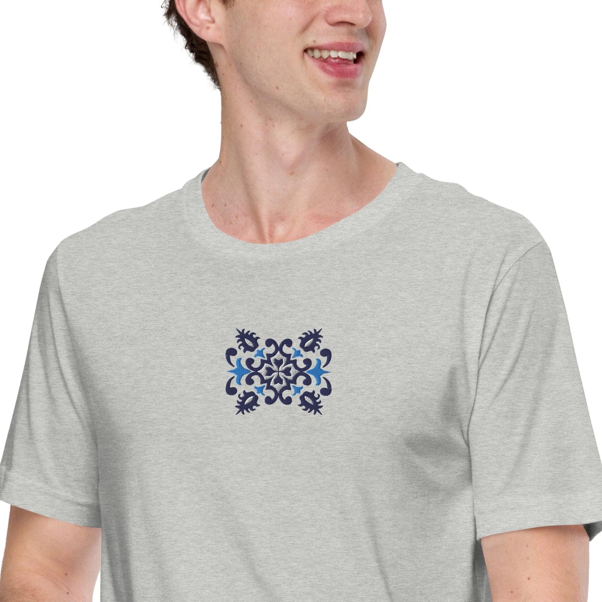 Portuguese Azulejo Tile Embroidered T-shirt - The Global Wanderer