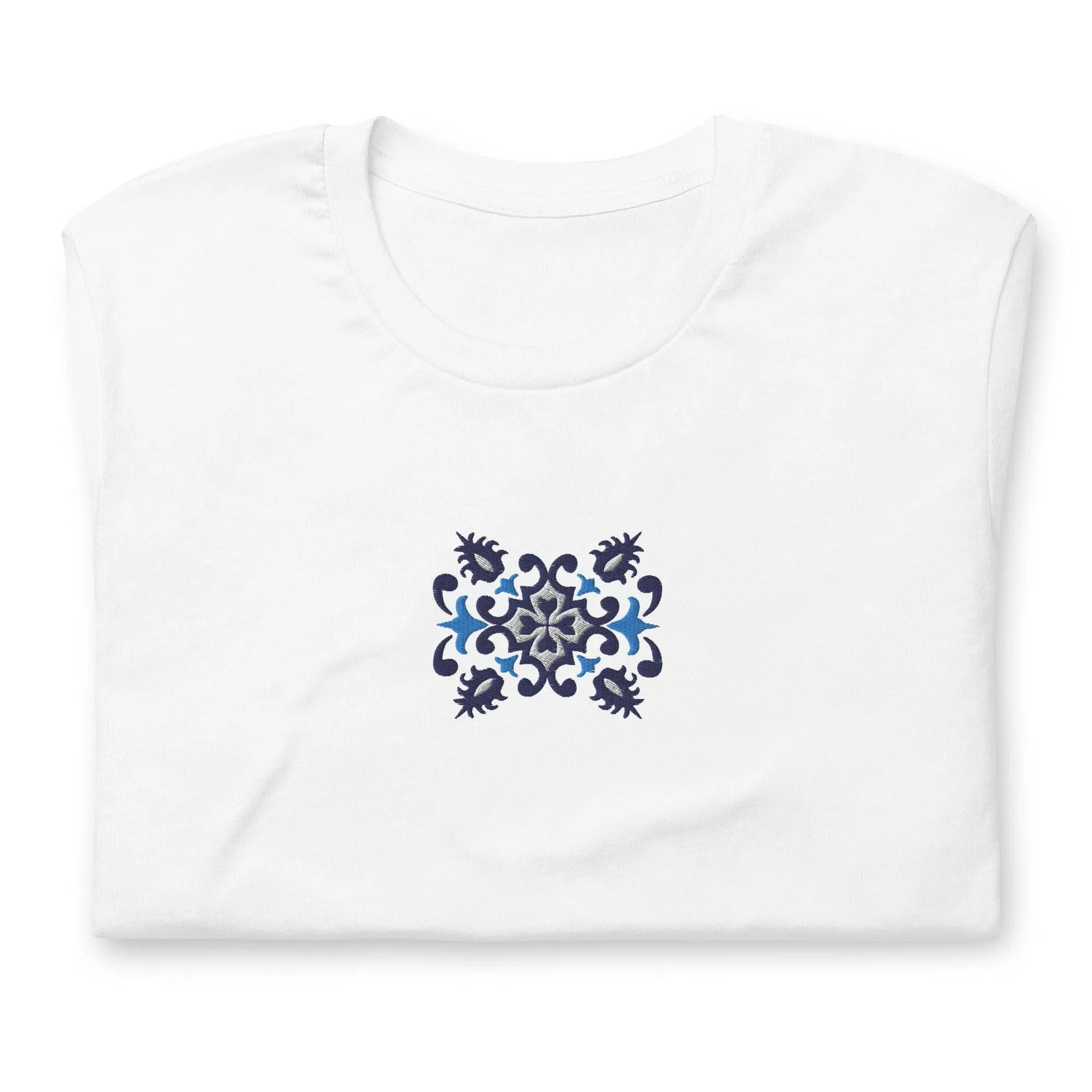 Portuguese Azulejo Tile Embroidered T-shirt - The Global Wanderer