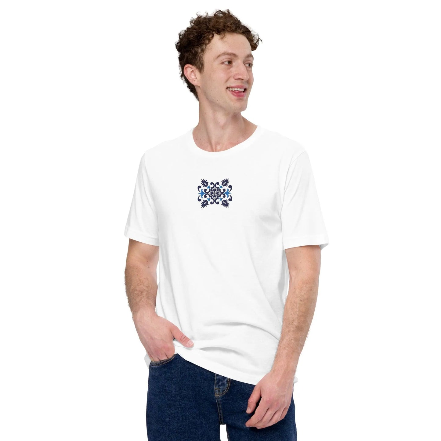 Portuguese Azulejo Tile Embroidered T-shirt - The Global Wanderer