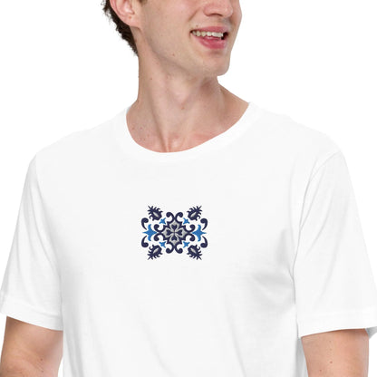 Portuguese Azulejo Tile Embroidered T-shirt - The Global Wanderer