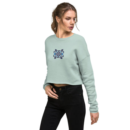 Portuguese Azulejo Tile Motif Cropped Sweatshirt - The Global Wanderer