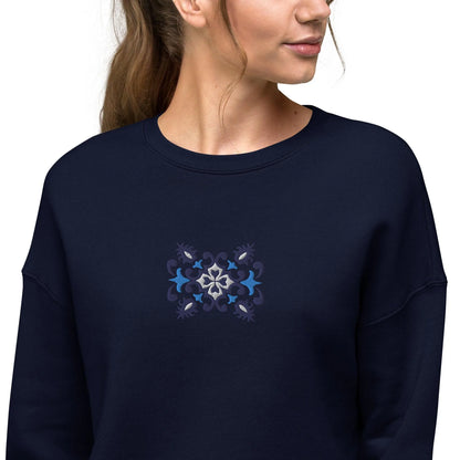 Portuguese Azulejo Tile Motif Cropped Sweatshirt - The Global Wanderer