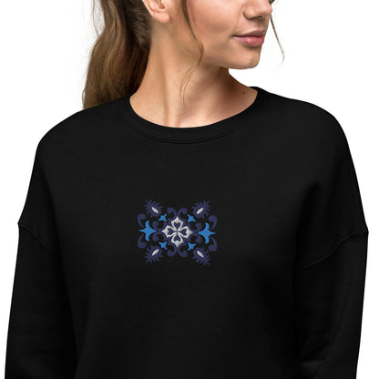 Portuguese Azulejo Tile Motif Cropped Sweatshirt - The Global Wanderer