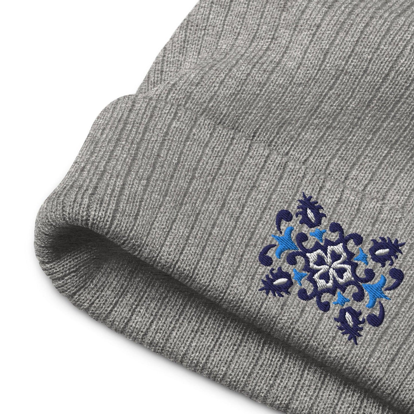 Portuguese Azulejo Tile Motif Embroidered Beanie - The Global Wanderer