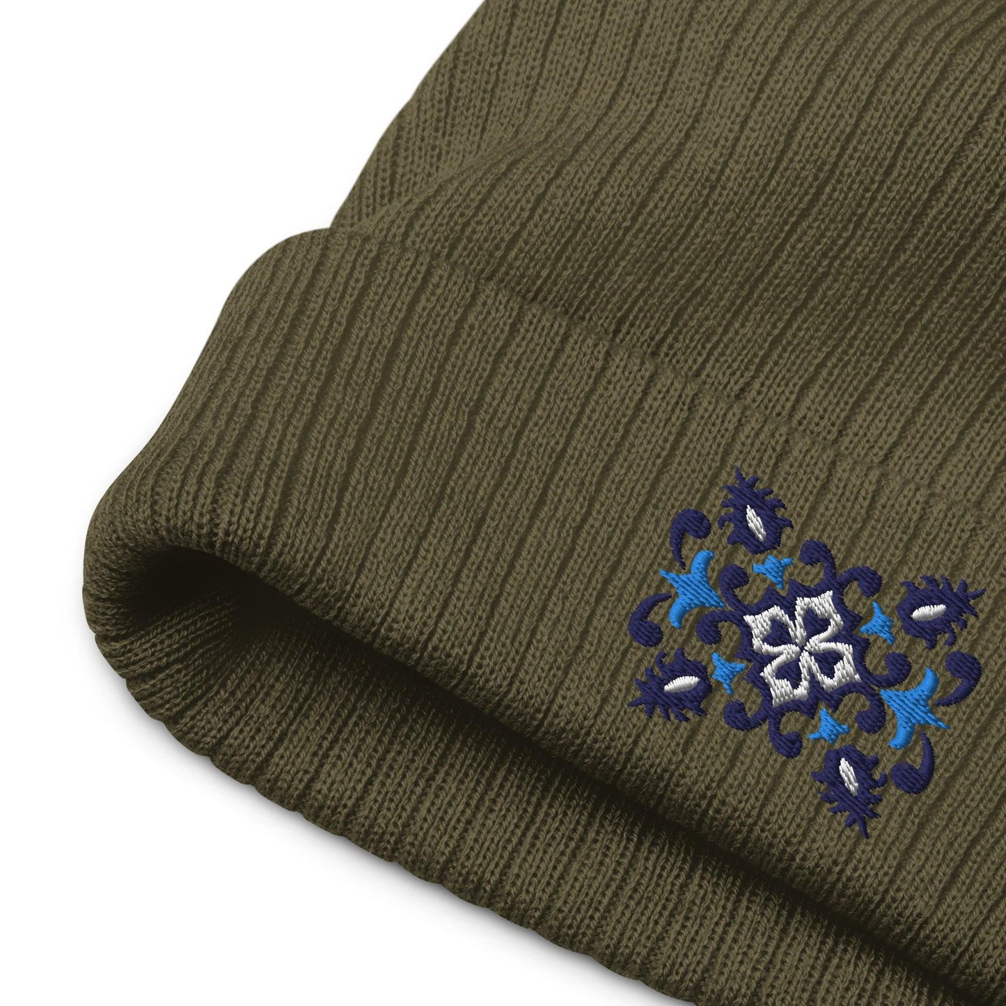 Portuguese Azulejo Tile Motif Embroidered Beanie - The Global Wanderer