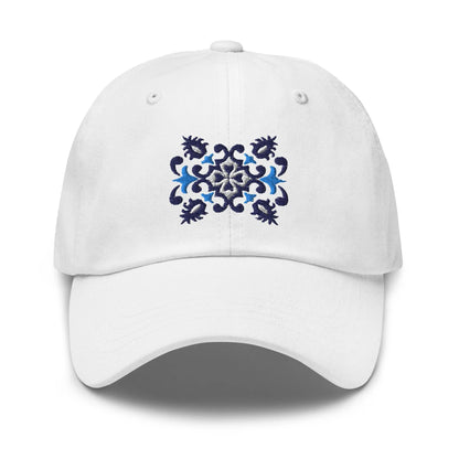 Portuguese Azulejo Tile Motif Embroidered Dad Hat - The Global Wanderer