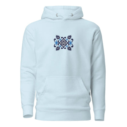 Portuguese Azulejo Tile Motif Embroidered Hoodie - The Global Wanderer