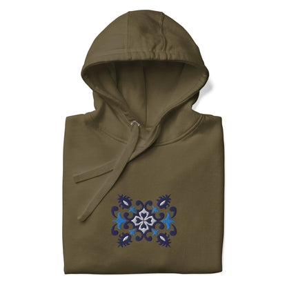 Portuguese Azulejo Tile Motif Embroidered Hoodie - The Global Wanderer