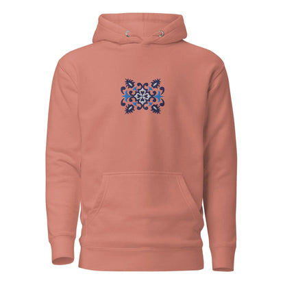 Portuguese Azulejo Tile Motif Embroidered Hoodie - The Global Wanderer