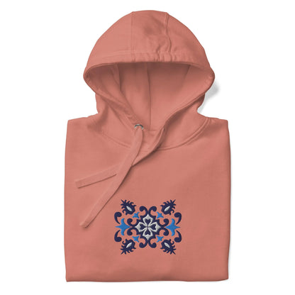 Portuguese Azulejo Tile Motif Embroidered Hoodie - The Global Wanderer