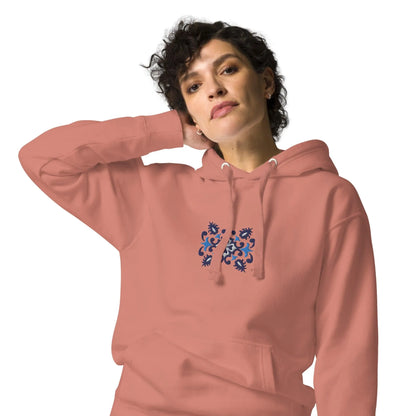 Portuguese Azulejo Tile Motif Embroidered Hoodie - The Global Wanderer