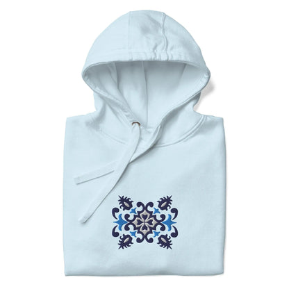 Portuguese Azulejo Tile Motif Embroidered Hoodie - The Global Wanderer