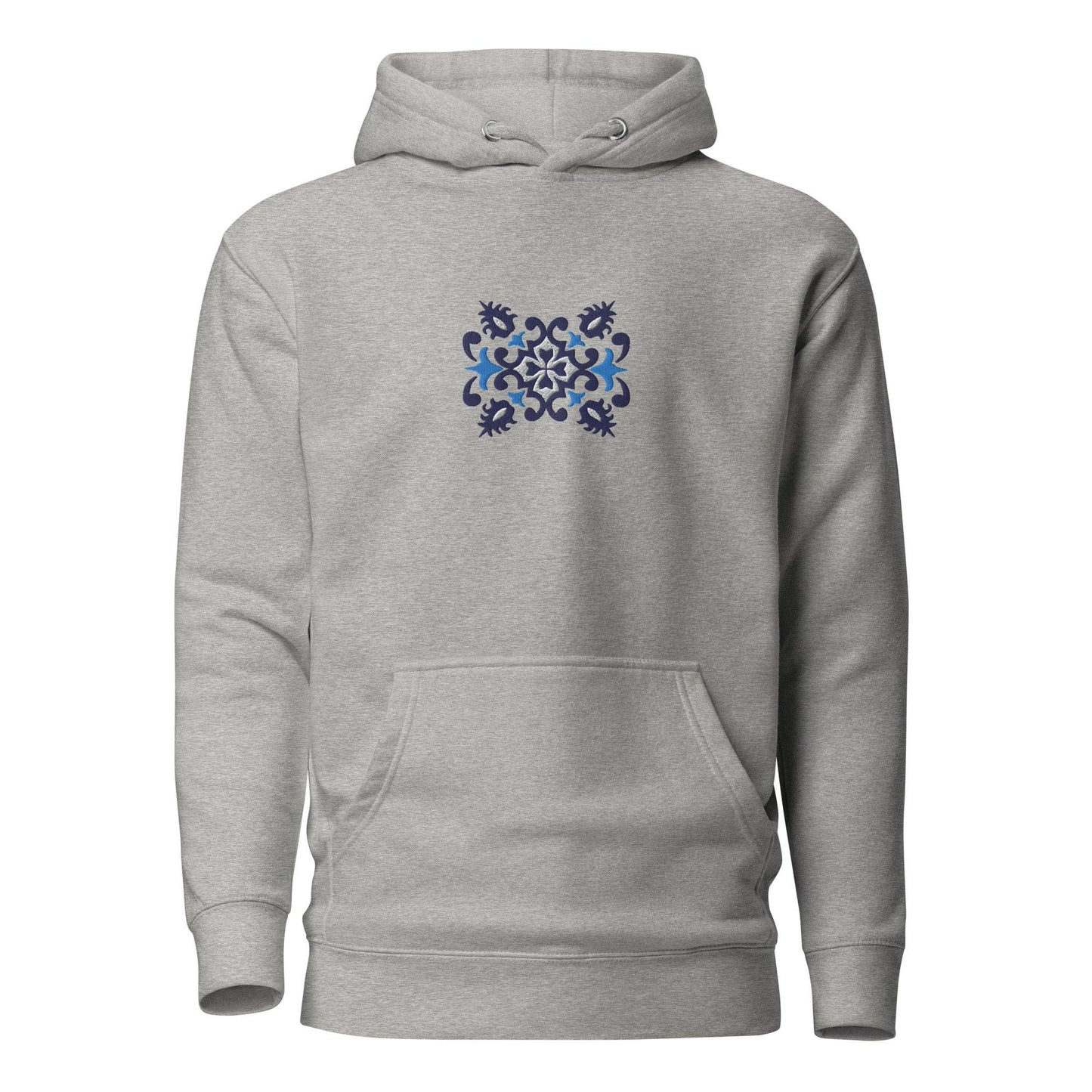 Portuguese Azulejo Tile Motif Embroidered Hoodie - The Global Wanderer