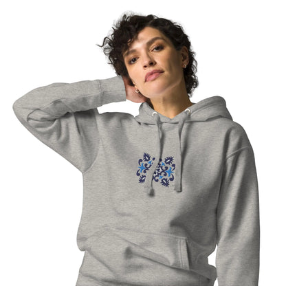 Portuguese Azulejo Tile Motif Embroidered Hoodie - The Global Wanderer