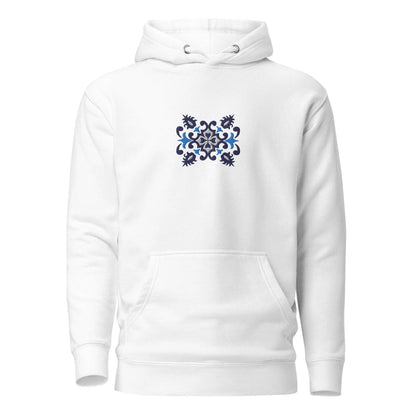 Portuguese Azulejo Tile Motif Embroidered Hoodie - The Global Wanderer