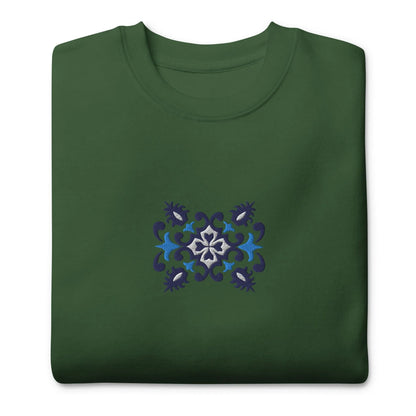 Portuguese Azulejo Tile Motif Embroidered Sweatshirt - The Global Wanderer