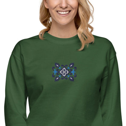 Portuguese Azulejo Tile Motif Embroidered Sweatshirt - The Global Wanderer