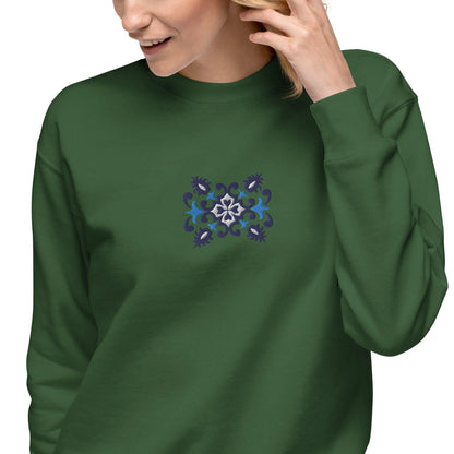 Portuguese Azulejo Tile Motif Embroidered Sweatshirt - The Global Wanderer